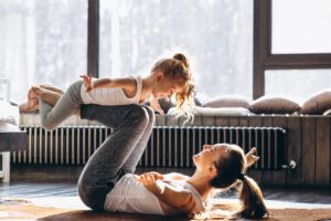 Mom and daughter playing