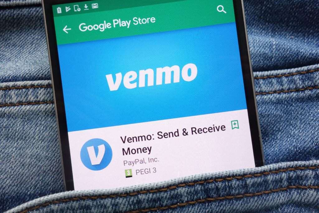 image of smartphone with the Venmo app on the screen